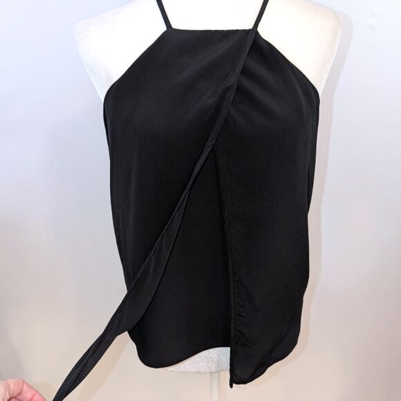 Milly | 100% Silk Crossover Tank in Black | Size 4 - Picture 3 of 11